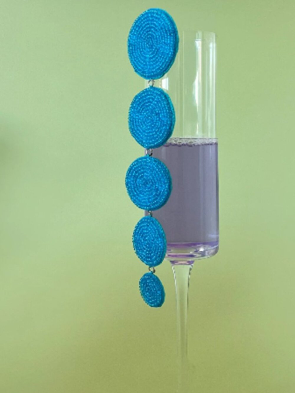 Handcrafted Artisan Beaded Earrings "Negroni" Design in Teal - 60% Off Sale